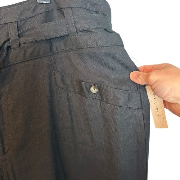 NWT Anthropologie Black Wide Leg Linen Belted Pants 14 - Picture 7 of 13
